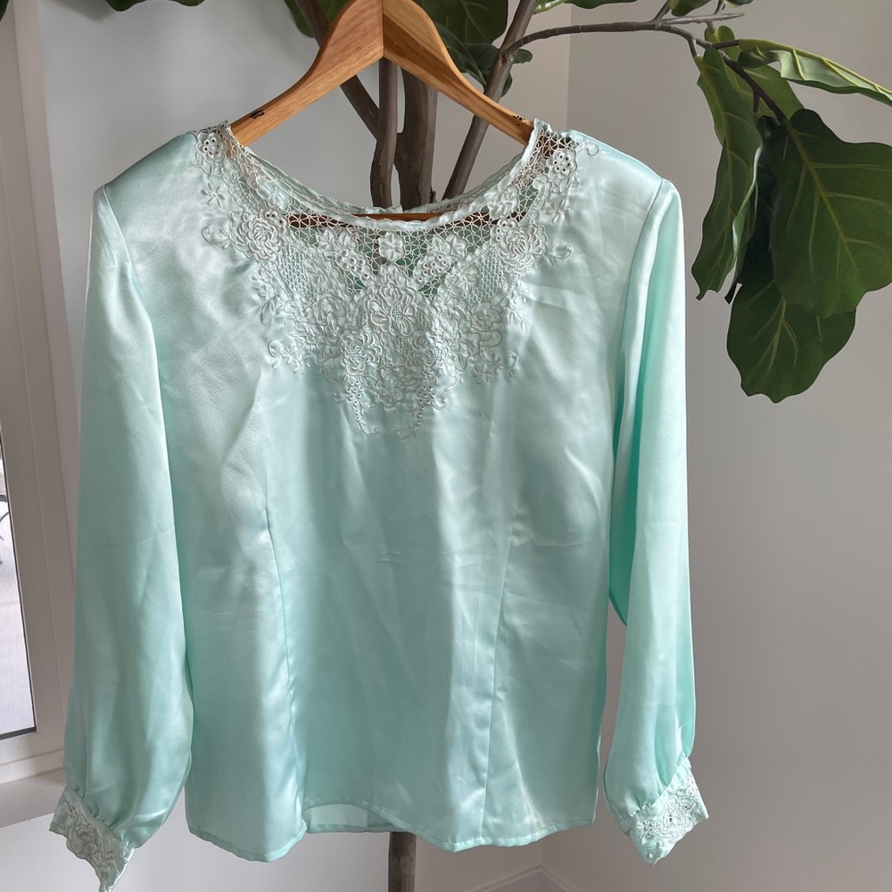 Vintage Hand Embroidered Silk Blouse